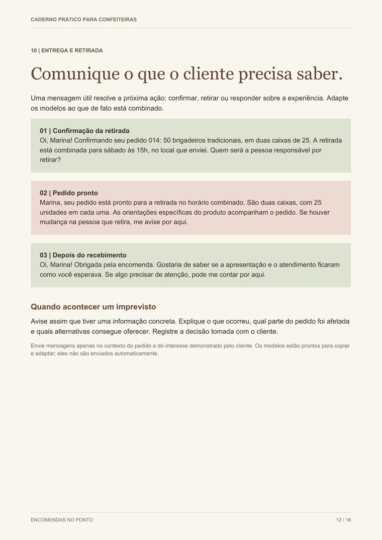 Mensagens prontas para clientes